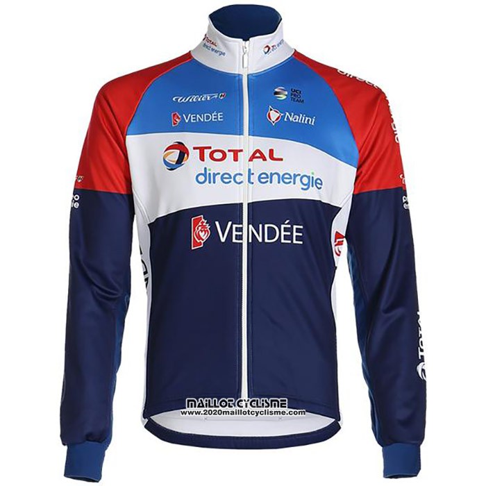 2020 Maillot Cyclisme Direct Energie Profond Bleu Rouge Manches Longues et Cuissard